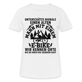 E-Bike Fahrrad Radfahrer eBike Mountainbike Fahrra - Frauen T-Shirt atmungsaktiv - Weiß - Vorne - AI Model Female 172 dark (172cm)