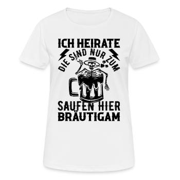 Junggesellenabschied Bräutigam Hochzeit - Polter P - Frauen T-Shirt atmungsaktiv - Weiß - Vorne - AI Model Female 172 dark (172cm)