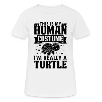 Tortue mignonne - C’est mon costume humain Je suis vraiment - T-shirt respirant Femme - blanc - Devant - AI Model Female 172 dark (172cm)
