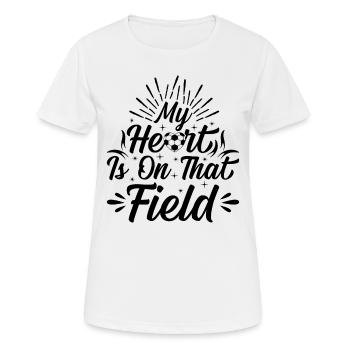 Mon cœur est sur ce terrain - Soccer - T-shirt respirant Femme - blanc - Devant - AI Model Female 172 dark (172cm)