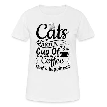 Cats And A Cup Of Coffee That's Happiness - Cat Lo - Women's Breathable T-Shirt - white - Front - AI Model Female 172 dark (172cm)
