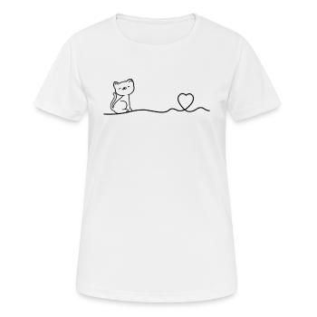 Cat Heartbeat Heart Cat Lover - Chat mignon - T-shirt respirant Femme - blanc - Devant - AI Model Female 172 dark (172cm)