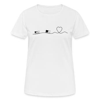 Cat Heartbeat Cat Lover Cat Owner - Cute Cat Heart - Frauen T-Shirt atmungsaktiv - Weiß - Vorne - AI Model Female 172 dark (172cm)