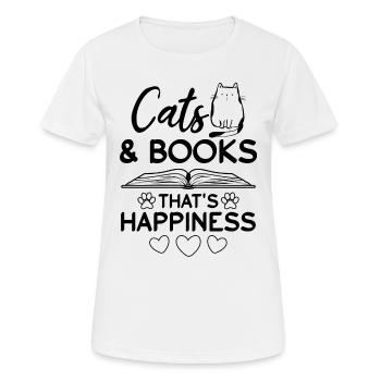 Chats et livres qui font du bonheur - Mignon amoureux des chats - T-shirt respirant Femme - blanc - Devant - AI Model Female 172 dark (172cm)