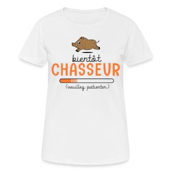 chasseur bientôt chasseur chasseurs en cours - T-shirt respirant Femme - blanc - Devant - AI Model Female 172 dark (172cm)