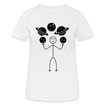 Space Travel Aerospace Stick Figure Juggling Plane - Frauen T-Shirt atmungsaktiv - Weiß - Vorne - AI Model Female 172 dark (172cm)