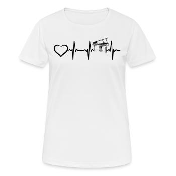 Piano Heartbeat Heart Piano ECG Heartbeat Piano - T-shirt respirant Femme - blanc - Devant - AI Model Female 172 dark (172cm)