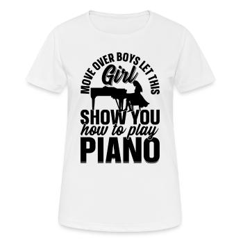 Pianiste - Laissez cette fille vous montrer comment jouer - T-shirt respirant Femme - blanc - Devant - AI Model Female 172 dark (172cm)
