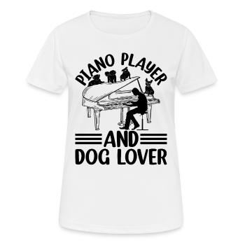 Pianiste et amoureux des chiens - Pianiste à clavier - T-shirt respirant Femme - blanc - Devant - AI Model Female 172 dark (172cm)