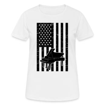 Pianiste Piano Et Drapeau Américain Piano Patriot - T-shirt respirant Femme - blanc - Devant - AI Model Female 172 dark (172cm)