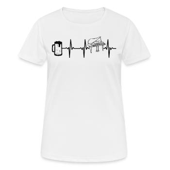 Piano Heartbeat Piano Et Bière Piano Heartbeat Pia - T-shirt respirant Femme - blanc - Devant - AI Model Female 172 dark (172cm)
