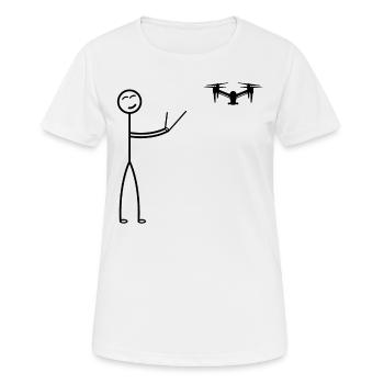 Quadcopter Drone Pilot Stick Figure - Drôle de drone - T-shirt respirant Femme - blanc - Devant - AI Model Female 172 dark (172cm)