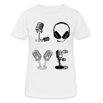 Podcast LOVE Podcast Lover Podcasting Podcaster Po - T-shirt respirant Femme - blanc - Devant - AI Model Female 172 dark (172cm)
