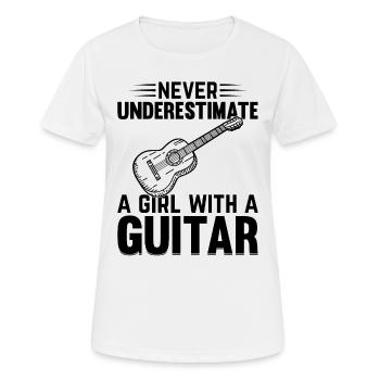 Music Guitar Player Never Underestimate A Girl Wit - Frauen T-Shirt atmungsaktiv - Weiß - Vorne - AI Model Female 172 dark (172cm)