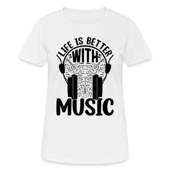 Life Is Better With Music - Guitar Player - Frauen T-Shirt atmungsaktiv - Weiß - Vorne - AI Model Female 172 dark (172cm)