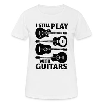 Je joue toujours avec des guitares - basse guitare électrique G - T-shirt respirant Femme - blanc - Devant - AI Model Female 172 dark (172cm)
