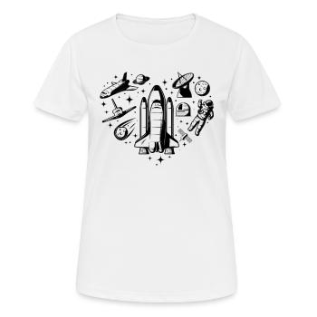 Heart Space Travel Equipment - Aerospace Space Tra - Frauen T-Shirt atmungsaktiv - Weiß - Vorne - AI Model Female 172 dark (172cm)