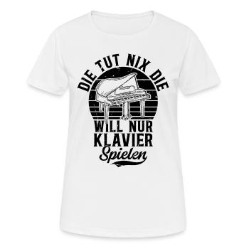 Die tut nix die will nur Klavier spielen - Pianist - Frauen T-Shirt atmungsaktiv - Weiß - Vorne - AI Model Female 172 dark (172cm)