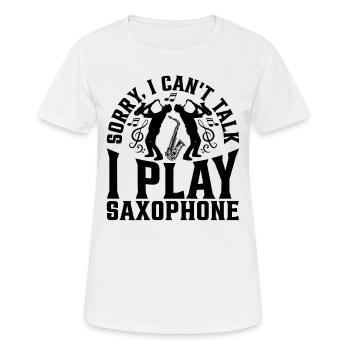 Désolé, je ne peux pas parler je joue des saxophones - Saxophones M - T-shirt respirant Femme - blanc - Devant - AI Model Female 172 dark (172cm)