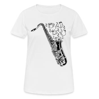 Saxophone avec chats Saxophoniste Saxophoniste M - T-shirt respirant Femme - blanc - Devant - AI Model Female 172 dark (172cm)