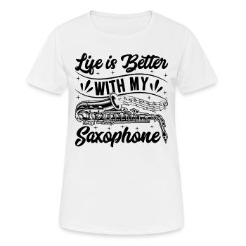La vie est meilleure avec mon saxophone - Saxophone Lover - T-shirt respirant Femme - blanc - Devant - AI Model Female 172 dark (172cm)