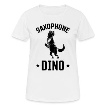 Saxophone Dinosaure Saxophoniste Dinosaure Saxop - T-shirt respirant Femme - blanc - Devant - AI Model Female 172 dark (172cm)