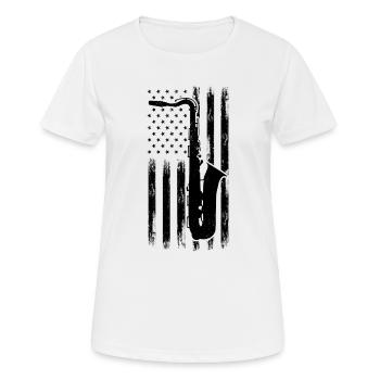 Saxophone America Flag Saxophonist Saxophone Instr - Frauen T-Shirt atmungsaktiv - Weiß - Vorne - AI Model Female 172 dark (172cm)