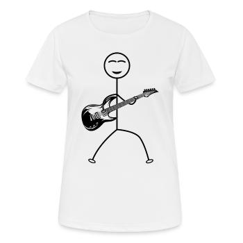 Funny Guitar Player Stick Figure Funny Bass Guitar - Frauen T-Shirt atmungsaktiv - Weiß - Vorne - AI Model Female 172 dark (172cm)