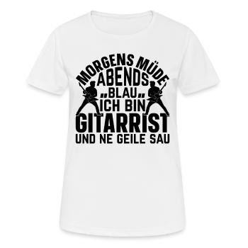 Morgens Müde Abends Blau Ich bin Gitarrist Und Ne - Frauen T-Shirt atmungsaktiv - Weiß - Vorne - AI Model Female 172 dark (172cm)
