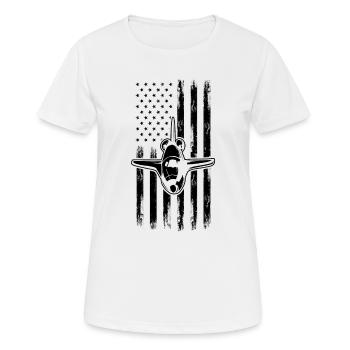 Space Exploration Aerospace Space Travel USA Flag - Frauen T-Shirt atmungsaktiv - Weiß - Vorne - AI Model Female 172 dark (172cm)