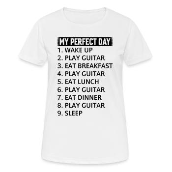 Guitarist - My Perfect Day Guitar Player Day Plan - Frauen T-Shirt atmungsaktiv - Weiß - Vorne - AI Model Female 172 dark (172cm)