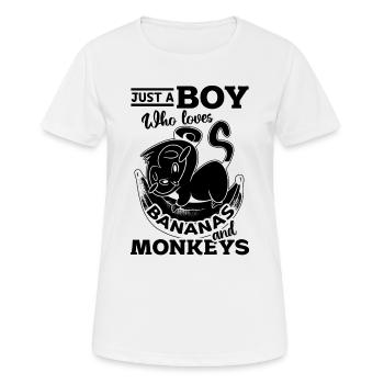 Orangutan Monkey - Just A Boy Who Loves Bananas an - Frauen T-Shirt atmungsaktiv - Weiß - Vorne - AI Model Female 172 dark (172cm)