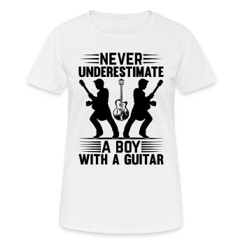 Guitariste - Ne sous-estimez jamais un garçon avec un G - T-shirt respirant Femme - blanc - Devant - AI Model Female 172 dark (172cm)