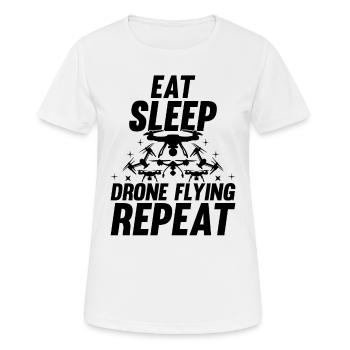 Drone Lover - Eat Sleep Drone Flying Repeat - Dron - Frauen T-Shirt atmungsaktiv - Weiß - Vorne - AI Model Female 172 dark (172cm)