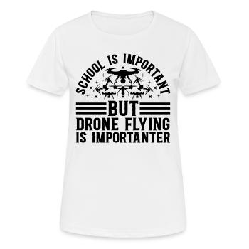 L’école est importante, mais le vol de drone est important - T-shirt respirant Femme - blanc - Devant - AI Model Female 172 dark (172cm)