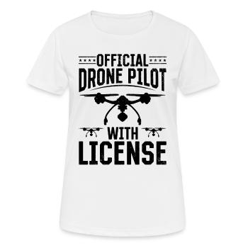 Official Drone Pilot With License - Quadcopter Dro - Women's Breathable T-Shirt - white - Front - AI Model Female 172 dark (172cm)