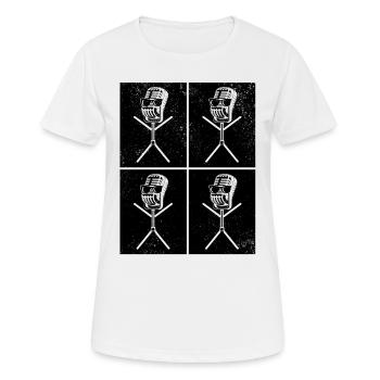 Podcast Microphone Stick Figure Podcaster - Frauen T-Shirt atmungsaktiv - Weiß - Vorne - AI Model Female 172 dark (172cm)