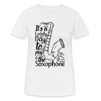C’est une belle journée pour jouer du saxophone - Saxophon - T-shirt respirant Femme - blanc - Devant - AI Model Female 172 dark (172cm)