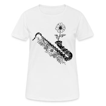 Saxophone With Flower Saxophonist Saxophone Player - Frauen T-Shirt atmungsaktiv - Weiß - Vorne - AI Model Female 172 dark (172cm)