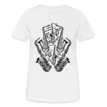 Saxophones Saxophoniste Jouant des Saxophones - T-shirt respirant Femme - blanc - Devant - AI Model Female 172 dark (172cm)