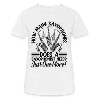 De combien de saxophones un saxophoniste a-t-il besoin ? Juste - T-shirt respirant Femme - blanc - Devant - AI Model Female 172 dark (172cm)