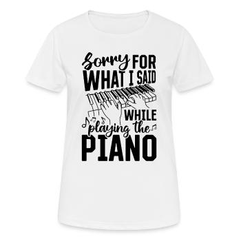 Désolé pour ce que j’ai dit en jouant de la touche du piano - T-shirt respirant Femme - blanc - Devant - AI Model Female 172 dark (172cm)