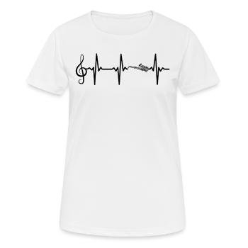 Saxophone Heartbeat Music Clef Sax Player - Saxoph - T-shirt respirant Femme - blanc - Devant - AI Model Female 172 dark (172cm)