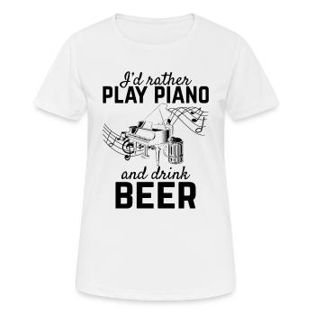 Je préfère jouer du piano et boire de la bière - Piano Playe - T-shirt respirant Femme - blanc - Devant - AI Model Female 172 dark (172cm)