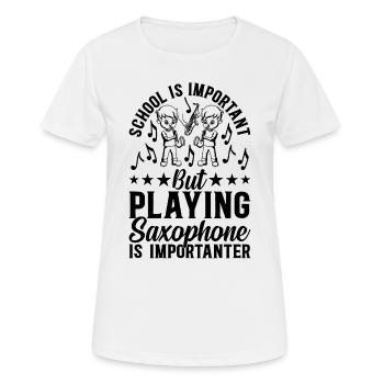L’école est importante mais jouer du saxophone est important - T-shirt respirant Femme - blanc - Devant - AI Model Female 172 dark (172cm)