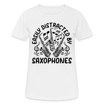 Facilement distrait par les saxophones - Saxophone Lover - T-shirt respirant Femme - blanc - Devant - AI Model Female 172 dark (172cm)