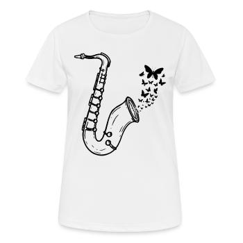 Saxophone Butterflies Saxophonist Sax Player - Women's Breathable T-Shirt - white - Front - AI Model Female 172 dark (172cm)