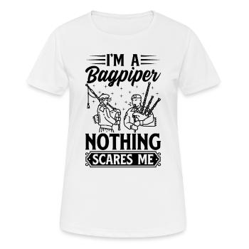 Je suis un joueur de cornemuse Rien ne me fait peur Joueur de cornemuse Cornemuse - T-shirt respirant Femme - blanc - Devant - AI Model Female 172 dark (172cm)