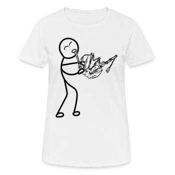 Funny Stick Figure Bagpiper Funny Bagpipe Instrume - Frauen T-Shirt atmungsaktiv - Weiß - Vorne - AI Model Female 172 dark (172cm)