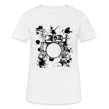Batterie Batterie Instruments de batterie Batteur - T-shirt respirant Femme - blanc - Devant - AI Model Female 172 dark (172cm)